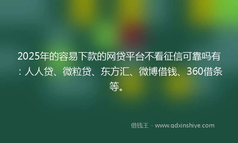 2025年的容易下款的网贷平台不看征信可靠吗有：人人贷、微粒贷、东方汇、微博借钱、360借条等。