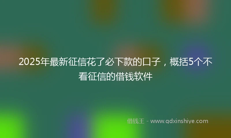 2025年最新征信花了必下款的口子，概括5个不看征信的借钱软件