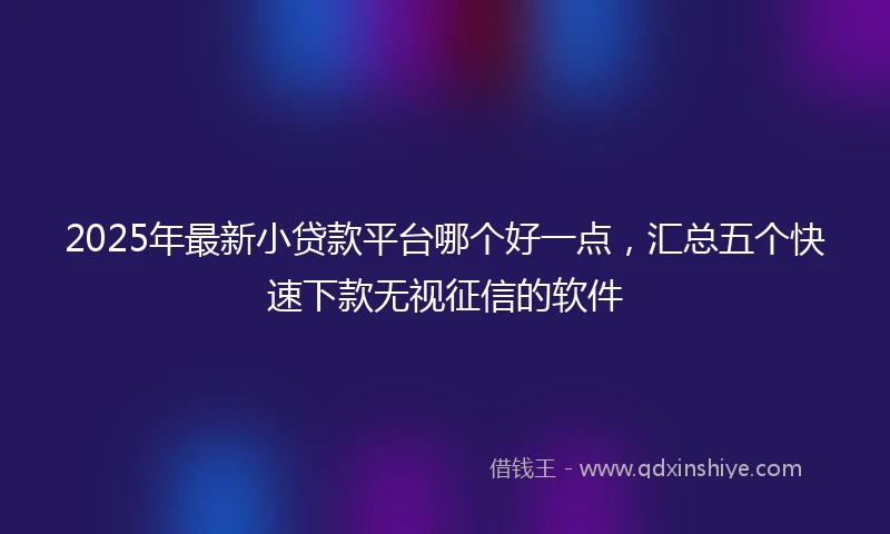 2025年最新小贷款平台哪个好一点，汇总五个快速下款无视征信的软件