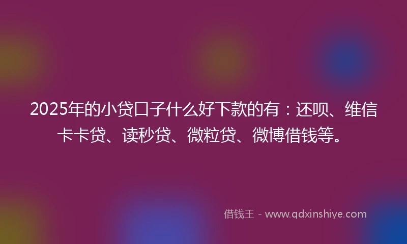 2025年的小贷口子什么好下款的有：还呗、维信卡卡贷、读秒贷、微粒贷、微博借钱等。