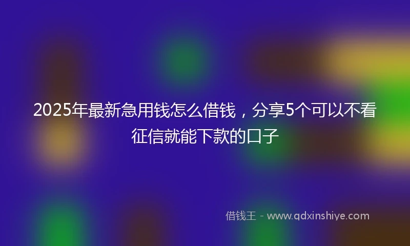 2025年最新急用钱怎么借钱，分享5个可以不看征信就能下款的口子