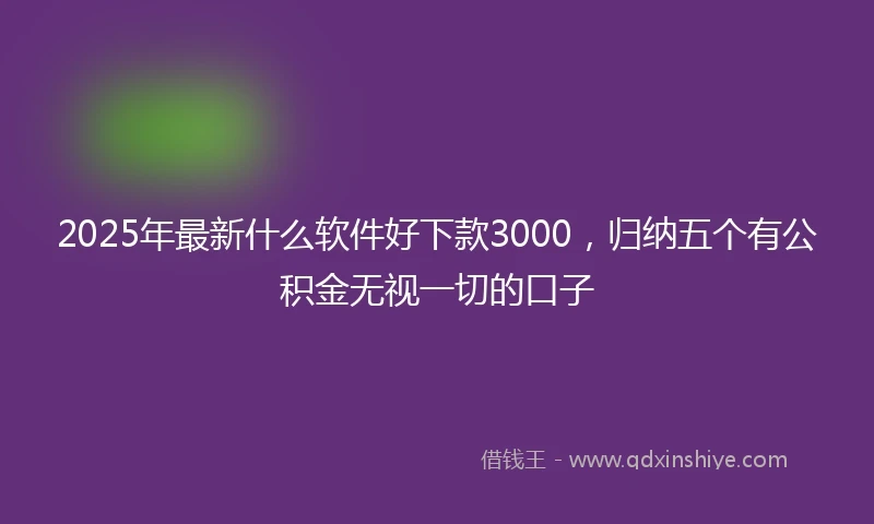 2025年最新什么软件好下款3000，归纳五个有公积金无视一切的口子