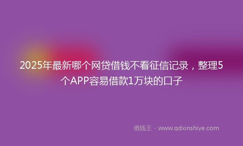2025年最新哪个网贷借钱不看征信记录，整理5个APP容易借款1万块的口子