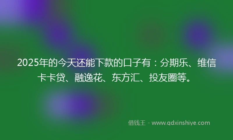 2025年的今天还能下款的口子有：分期乐、维信卡卡贷、融逸花、东方汇、投友圈等。