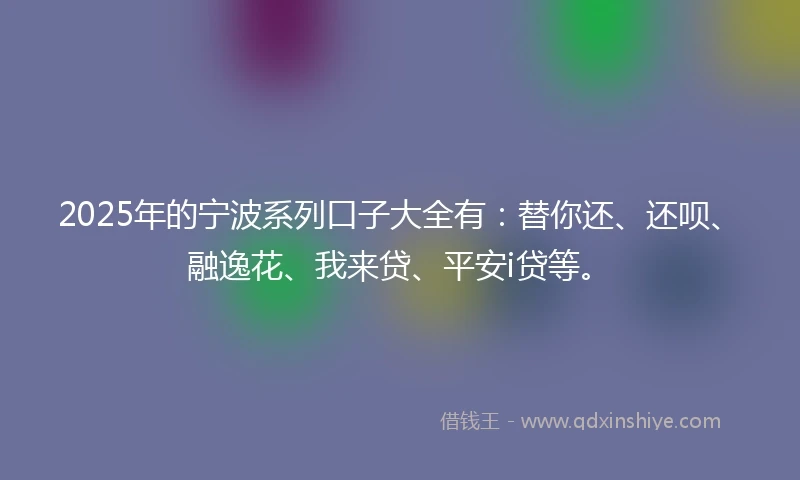 2025年的宁波系列口子大全有：替你还、还呗、融逸花、我来贷、平安i贷等。