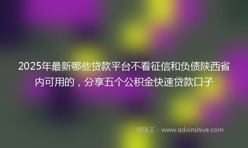 2025年最新哪些贷款平台不看征信和负债陕西省内可用的，分享五个公积金快速贷款口子