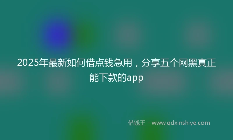 2025年最新如何借点钱急用，分享五个网黑真正能下款的app