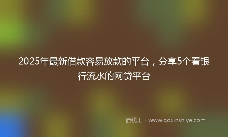 2025年最新借款容易放款的平台，分享5个看银行流水的网贷平台