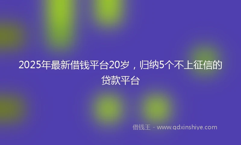 2025年最新借钱平台20岁，归纳5个不上征信的贷款平台