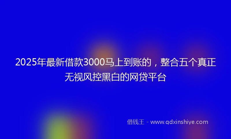 2025年最新借款3000马上到账的，整合五个真正无视风控黑白的网贷平台