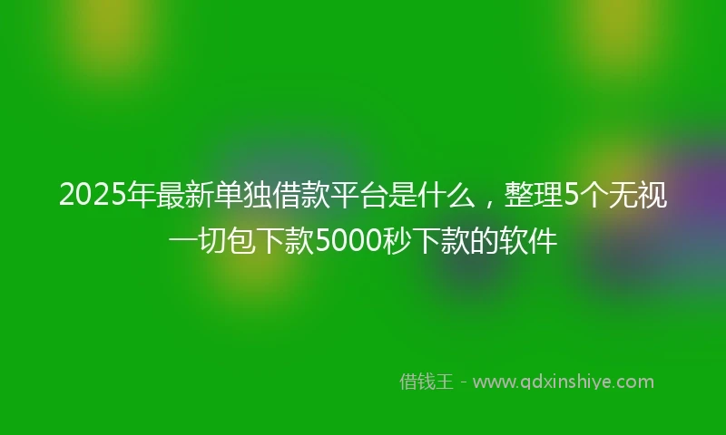2025年最新单独借款平台是什么，整理5个无视一切包下款5000秒下款的软件