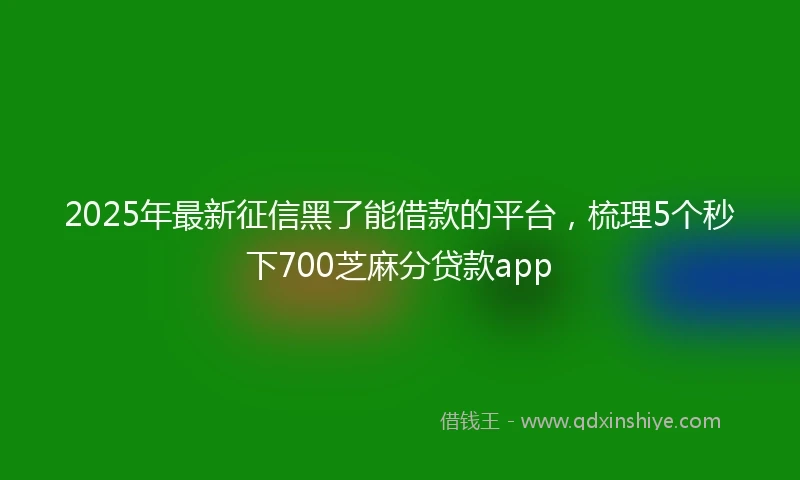 2025年最新征信黑了能借款的平台，梳理5个秒下700芝麻分贷款app