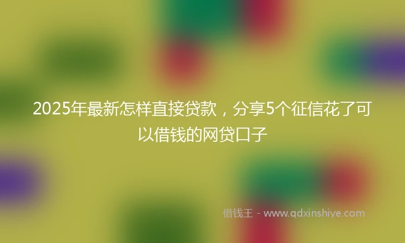 2025年最新怎样直接贷款，分享5个征信花了可以借钱的网贷口子