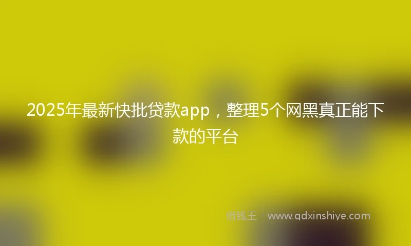 2025年最新快批贷款app，整理5个网黑真正能下款的平台