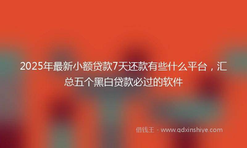 2025年最新小额贷款7天还款有些什么平台，汇总五个黑白贷款必过的软件