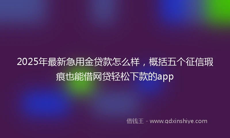 2025年最新急用金贷款怎么样，概括五个征信瑕疵也能借网贷轻松下款的app