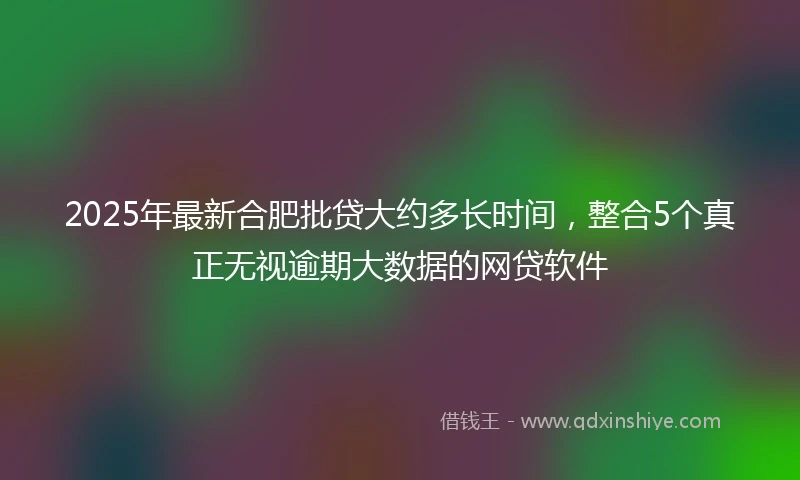 2025年最新合肥批贷大约多长时间，整合5个真正无视逾期大数据的网贷软件
