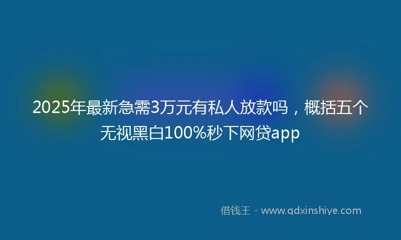 2025年最新急需3万元有私人放款吗，概括五个无视黑白100%秒下网贷app