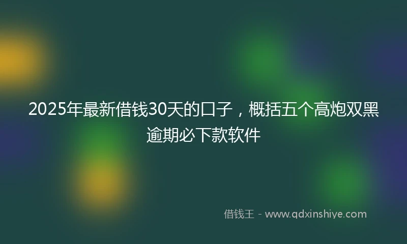 2025年最新借钱30天的口子，概括五个高炮双黑逾期必下款软件