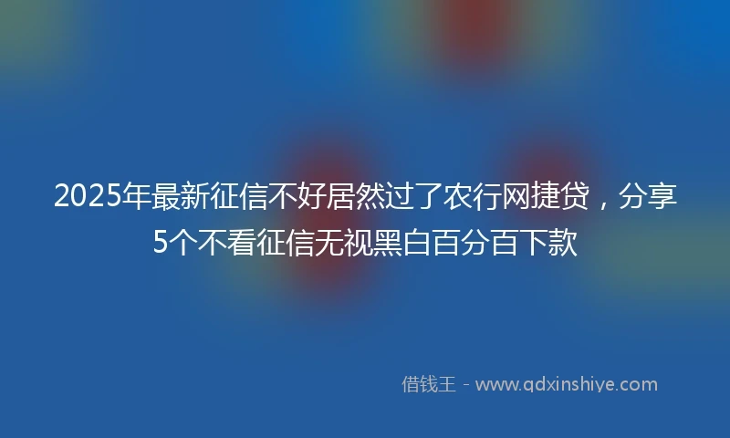 2025年最新征信不好居然过了农行网捷贷，分享5个不看征信无视黑白百分百下款