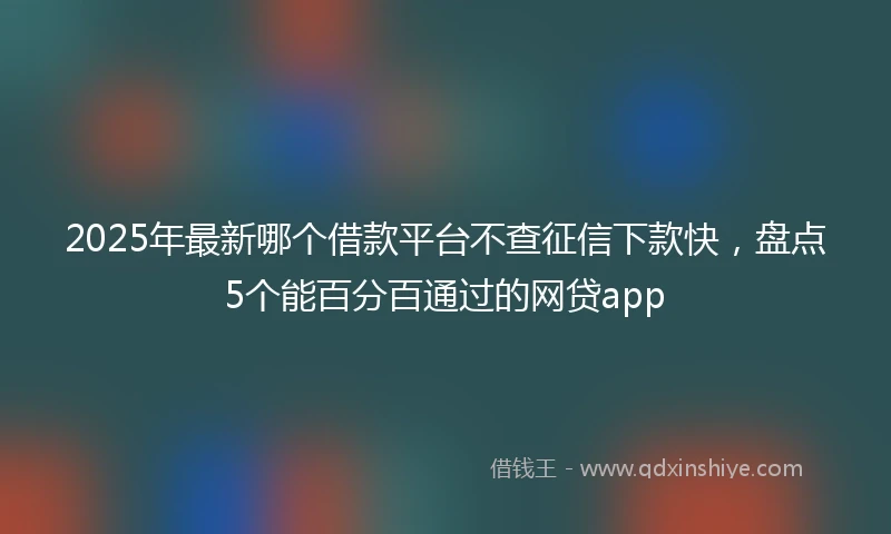 2025年最新哪个借款平台不查征信下款快，盘点5个能百分百通过的网贷app