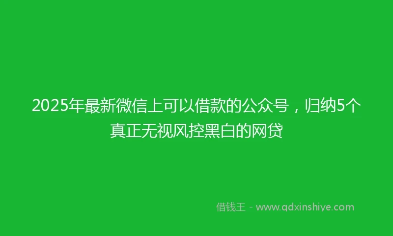 2025年最新微信上可以借款的公众号，归纳5个真正无视风控黑白的网贷