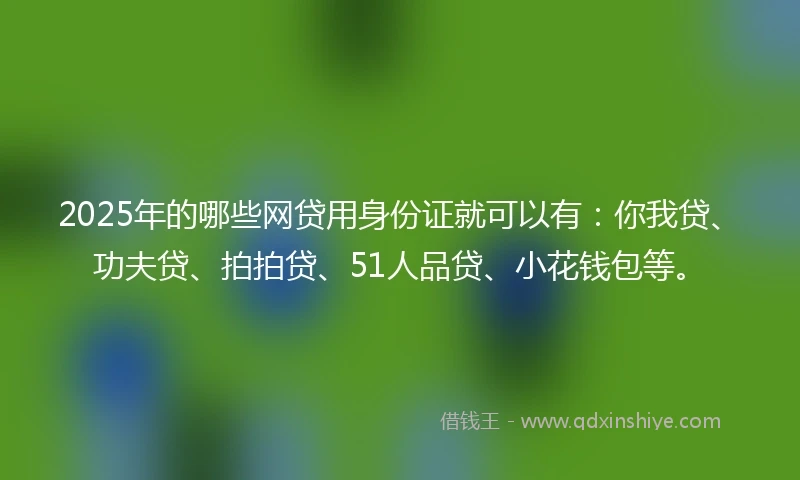 2025年的哪些网贷用身份证就可以有：你我贷、功夫贷、拍拍贷、51人品贷、小花钱包等。