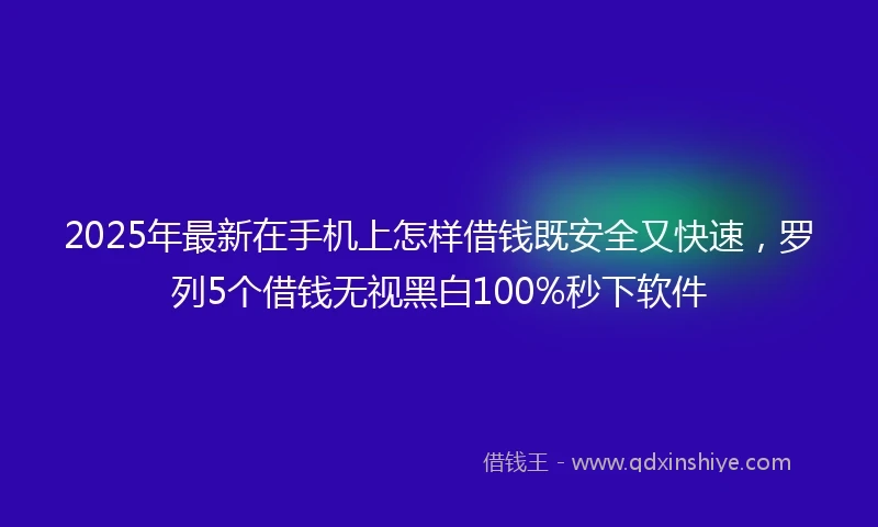 2025年最新在手机上怎样借钱既安全又快速，罗列5个借钱无视黑白100%秒下软件