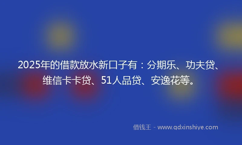 2025年的借款放水新口子有：分期乐、功夫贷、维信卡卡贷、51人品贷、安逸花等。