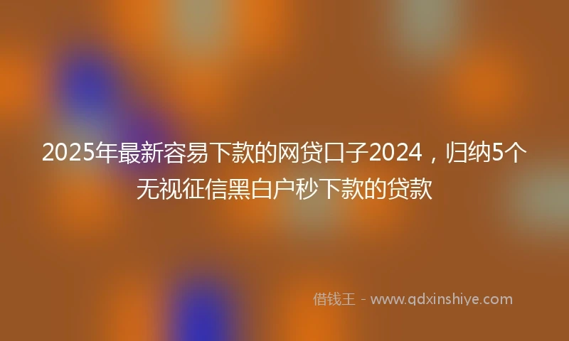 2025年最新容易下款的网贷口子2024，归纳5个无视征信黑白户秒下款的贷款