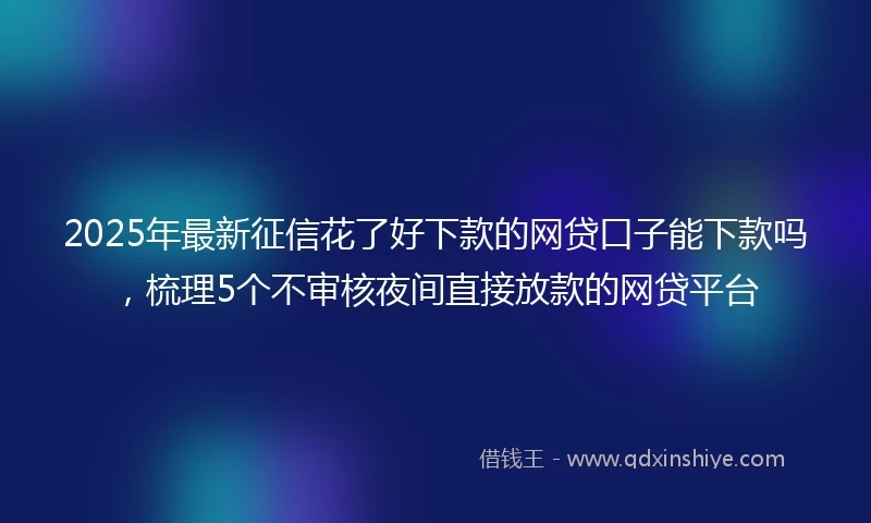 2025年最新征信花了好下款的网贷口子能下款吗，梳理5个不审核夜间直接放款的网贷平台