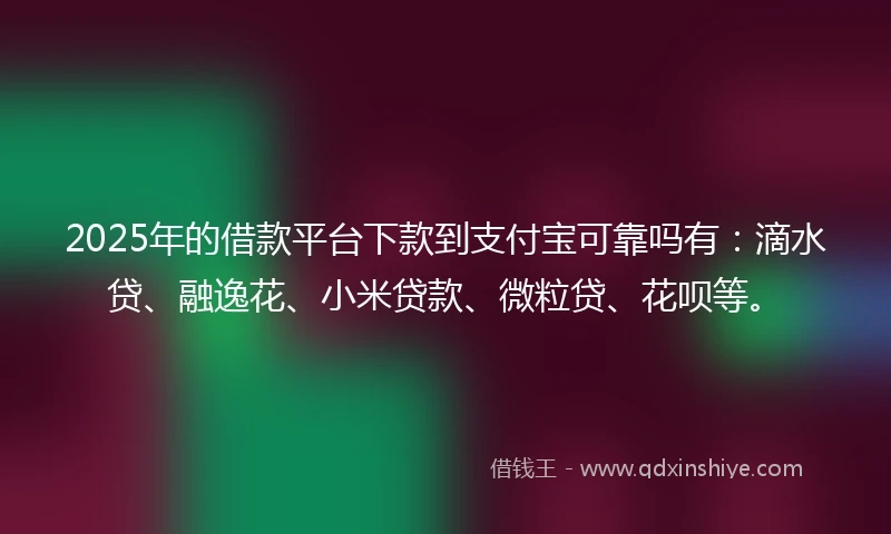 2025年的借款平台下款到支付宝可靠吗有：滴水贷、融逸花、小米贷款、微粒贷、花呗等。