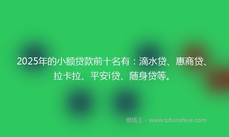 2025年的小额贷款前十名有：滴水贷、惠商贷、拉卡拉、平安i贷、随身贷等。