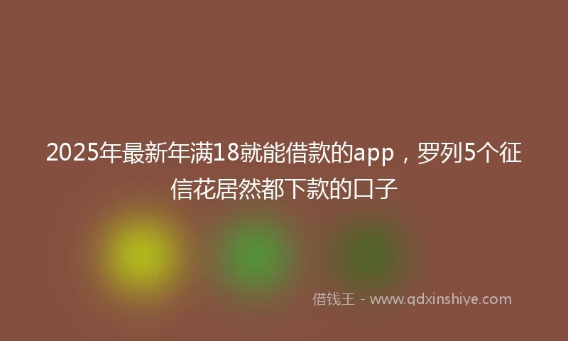 2025年最新年满18就能借款的app，罗列5个征信花居然都下款的口子
