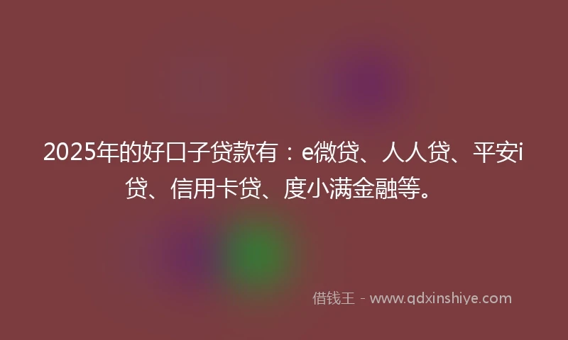 2025年的好口子贷款有：e微贷、人人贷、平安i贷、信用卡贷、度小满金融等。