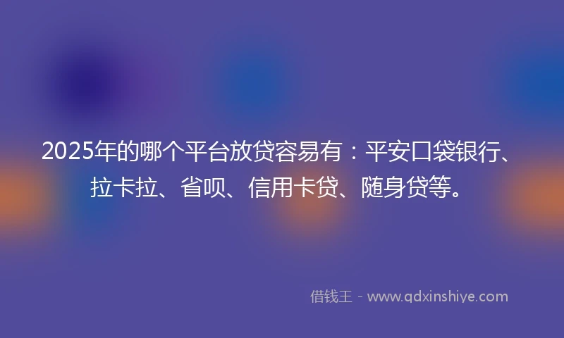 2025年的哪个平台放贷容易有：平安口袋银行、拉卡拉、省呗、信用卡贷、随身贷等。
