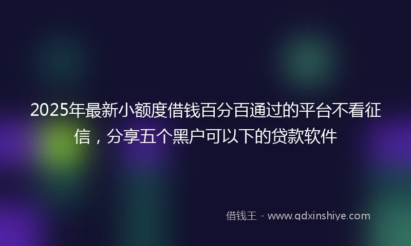 2025年最新小额度借钱百分百通过的平台不看征信，分享五个黑户可以下的贷款软件