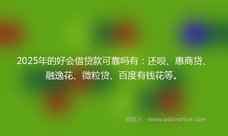 2025年的好会借贷款可靠吗有：还呗、惠商贷、融逸花、微粒贷、百度有钱花等。