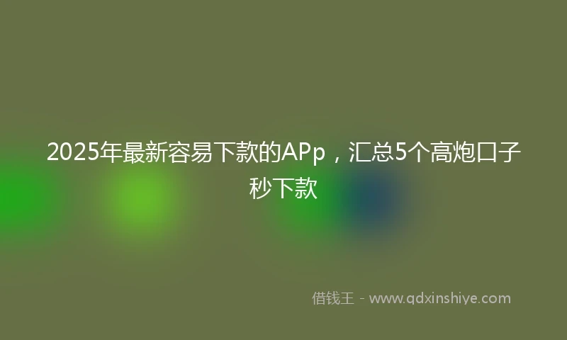 2025年最新容易下款的APp，汇总5个高炮口子秒下款
