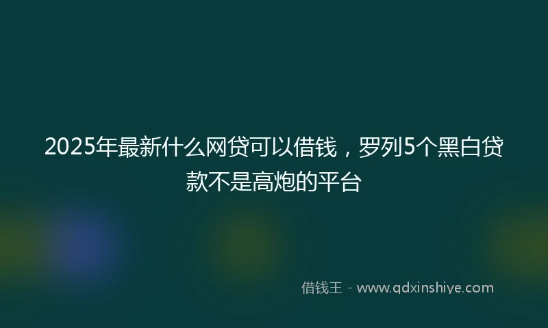 2025年最新什么网贷可以借钱，罗列5个黑白贷款不是高炮的平台