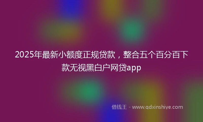 2025年最新小额度正规贷款，整合五个百分百下款无视黑白户网贷app