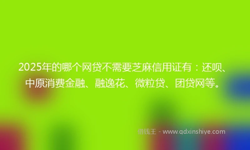 2025年的哪个网贷不需要芝麻信用证有：还呗、中原消费金融、融逸花、微粒贷、团贷网等。