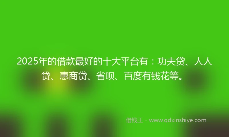 2025年的借款最好的十大平台有：功夫贷、人人贷、惠商贷、省呗、百度有钱花等。