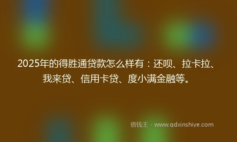 2025年的得胜通贷款怎么样有：还呗、拉卡拉、我来贷、信用卡贷、度小满金融等。