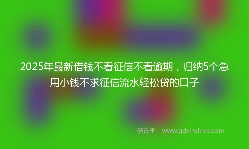 2025年最新借钱不看征信不看逾期，归纳5个急用小钱不求征信流水轻松贷的口子