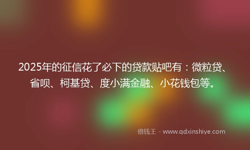 2025年的征信花了必下的贷款贴吧有：微粒贷、省呗、柯基贷、度小满金融、小花钱包等。