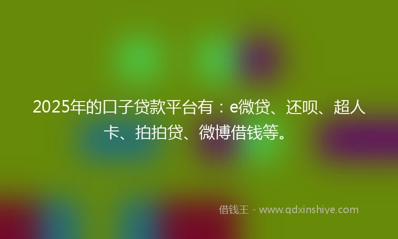 2025年的口子贷款平台有：e微贷、还呗、超人卡、拍拍贷、微博借钱等。
