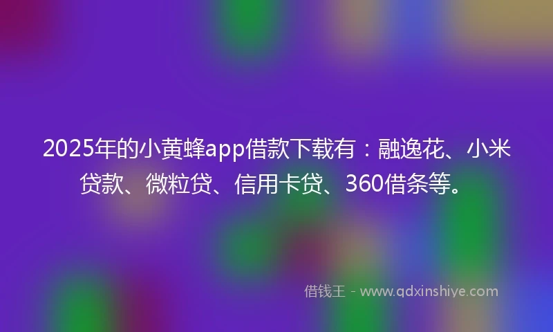 2025年的小黄蜂app借款下载有：融逸花、小米贷款、微粒贷、信用卡贷、360借条等。