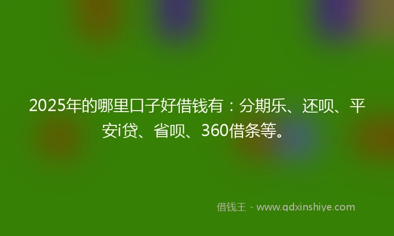 2025年的哪里口子好借钱有：分期乐、还呗、平安i贷、省呗、360借条等。
