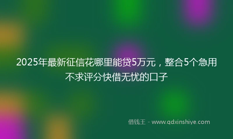 2025年最新征信花哪里能贷5万元，整合5个急用不求评分快借无忧的口子